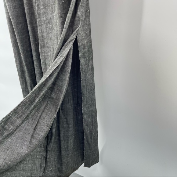 MILLY Black Denim Chambray Ruffle Popover Strapless Open Leg Pant Jumpsuit 6 - Picture 9 of 13